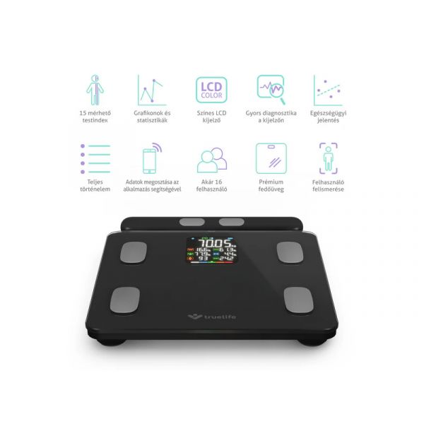 Truelife TLCSMFSW8NNBA FitScale W8 okosmérleg, fekete (8595720000000)